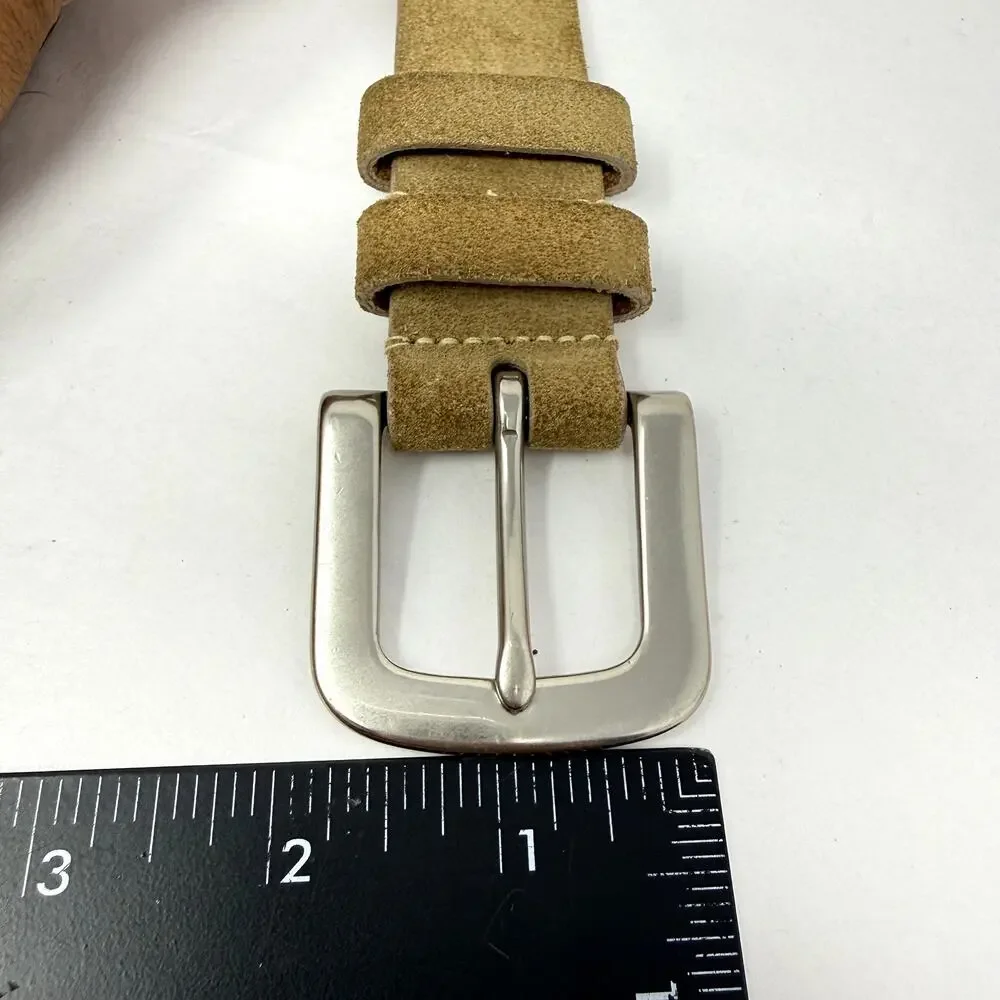 Cole Haan England Suede Leather Belt Tan Solid Brass Buckle 34 NWOT Rare